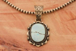 Genuine Golden Hill Turquoise Sterling Silver Pendant and Necklace Set